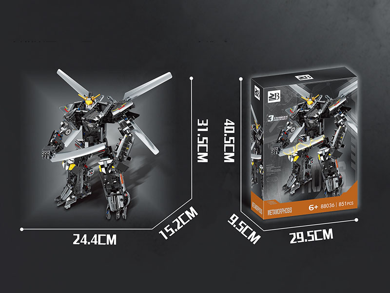 Building Blocks: Mecha Triple Transformation (Dinosaur, Helicopter, Mecha) 850 Pieces