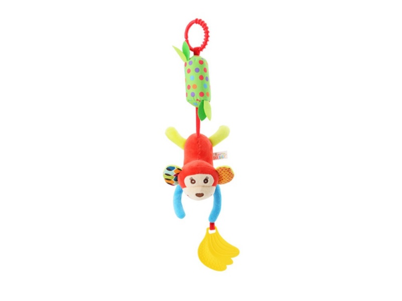 Cartoon Monkey Baby Soothing Plush Teething Wind Chime Pendant