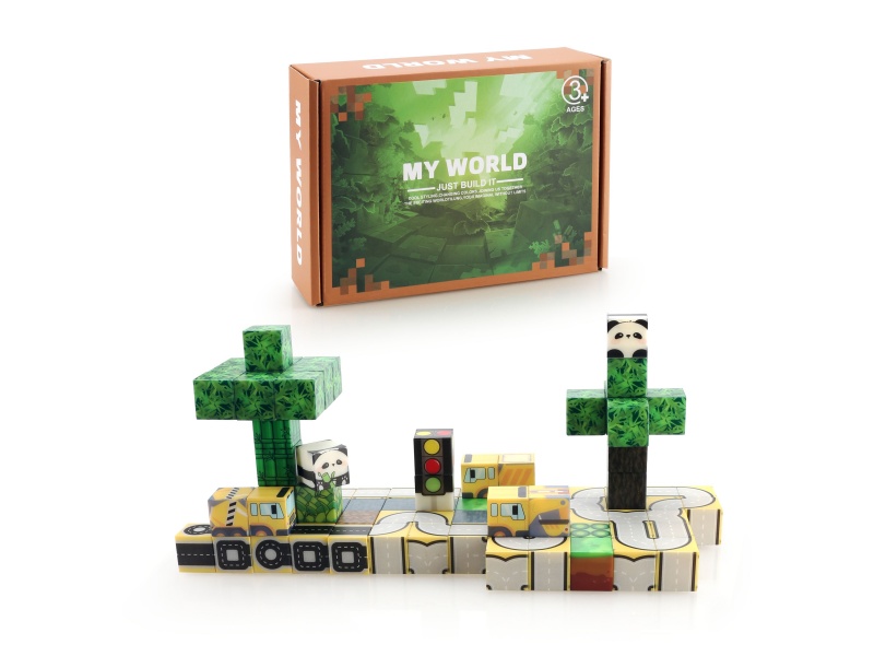 Building Blocks: 2.5Cm Road Traffic Set (87 Magnetic Blocks)