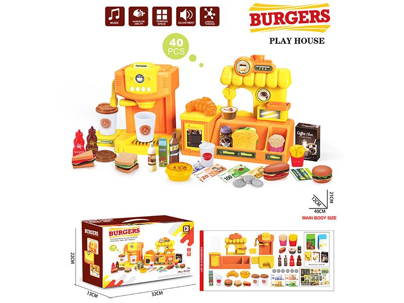 Burgers Shop Cashier Pretend Play Toy 40pcs