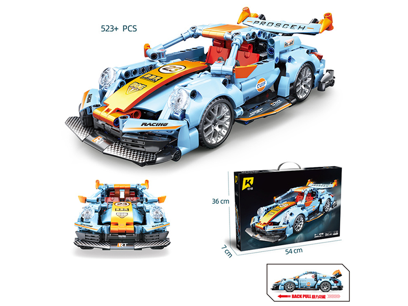 1:18 911TS Pull Back Car Model Small Particle Building Blocks 523pcs