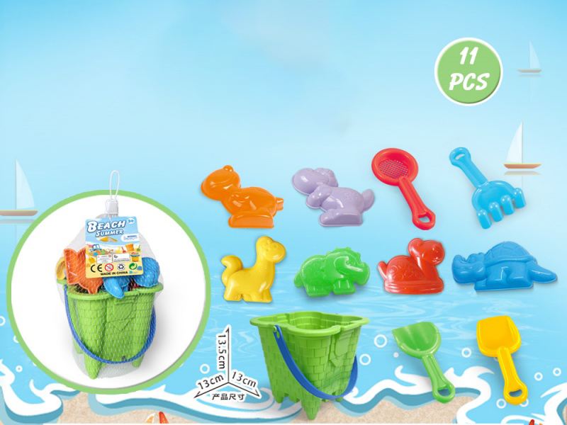 Castle Bucket With Beach Dinosaur Accessories (11)Pcs