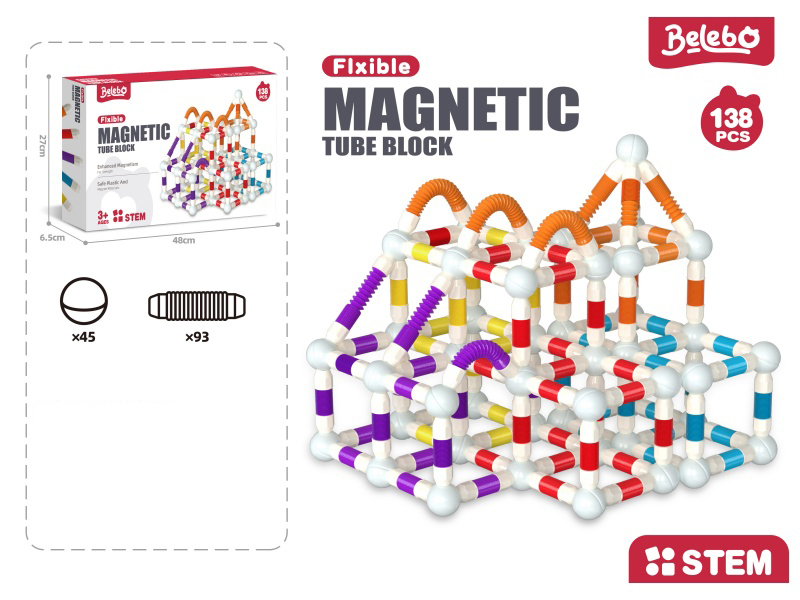 Children'S Educational Toy Telescopic Magnetic Bar (138Pcs)