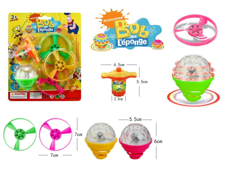 Windup Top Toy With Light Plus Spin Combination