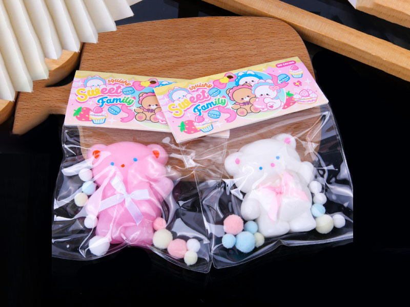 Jelly Kneading Fun Painting Series Hello Bear Bow + Pom-Ball + Clip