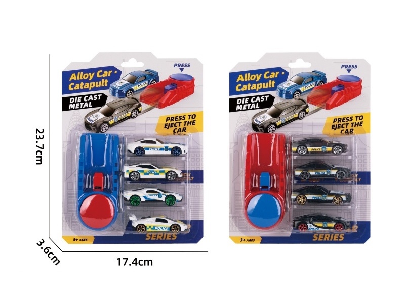 1:64 Catapult Sliding Alloy Police Car Suction Plate +4 Vehicles
