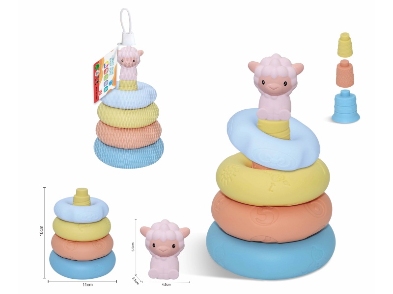 Soft Rubber Stacking Ring Finger Doll Set(Sheep) 8PCS