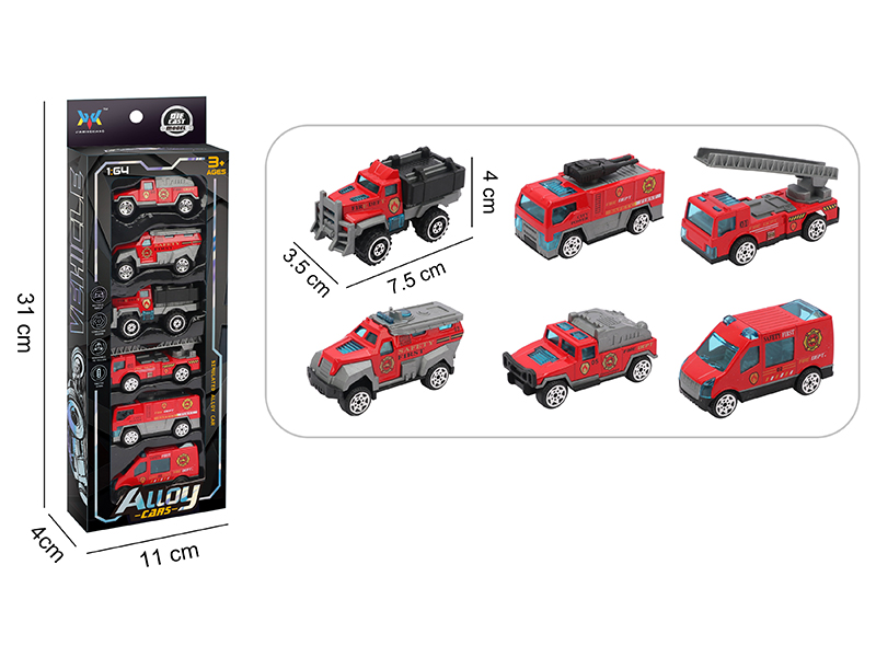 1:64 Alloy Slide Cars 6pcs