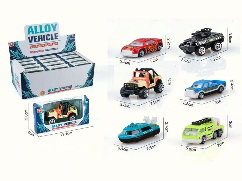 6 Sliding Simulation Alloy Cars (24 Pieces)