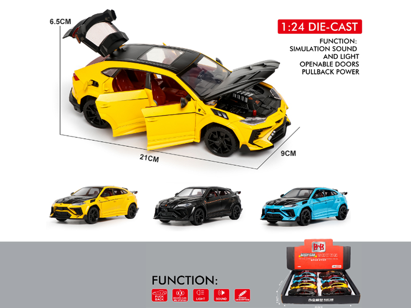 1:24 Lamborghini Mansory SUV Pull Back Alloy Car Model(6 Doors Can Opening, Sound And Lights)