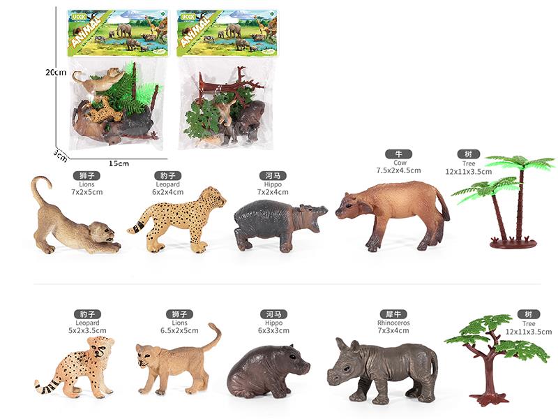 4 Solid Painted Wildlife Animal Model Set