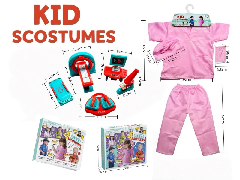 Diy Clothing Role-Playing Doctor'S Surgical Gown + Pants + Hat + Mask + 5-Piece Set (Thickened Style) (Color Box Style) In Pink