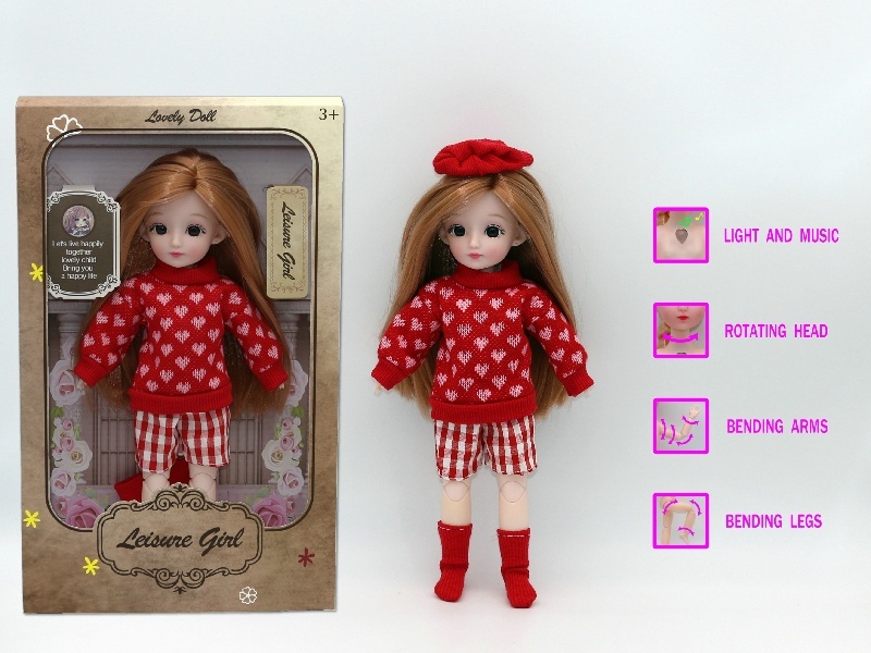 12-Inch 3D Simulation Eye 15-Joint Real-Life Music And Light Barbie Doll