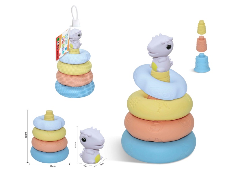 Soft Rubber Stacking Ring Finger Doll Set(Dinosaur) 8PCS