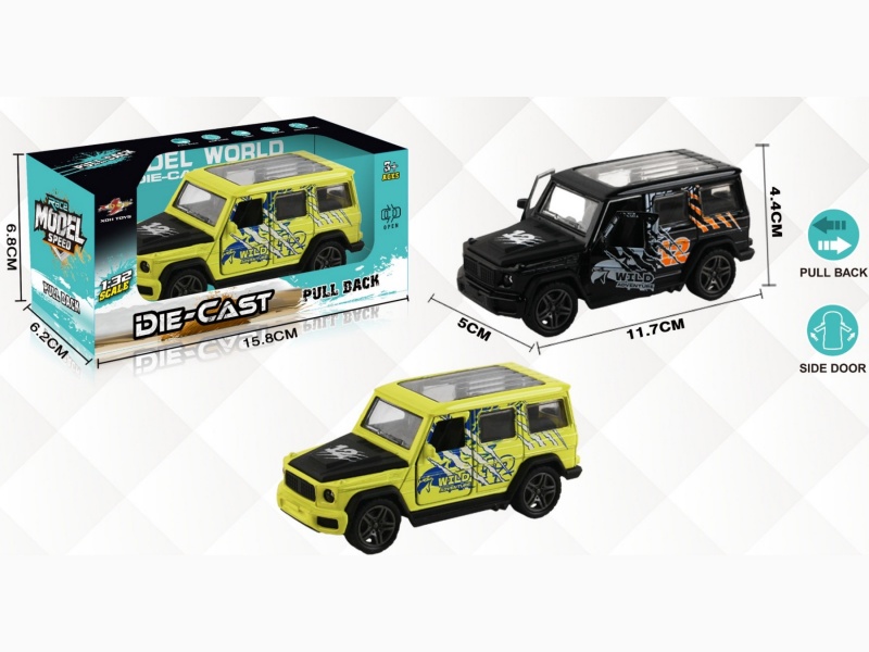 1:32 Simulated Wrangler Hardtop Racing Car, The Rally Alloy Car, Opens With Lights And Music