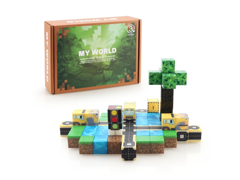 Building Blocks: 2.5Cm Road Traffic Set (69 Magnetic Blocks)