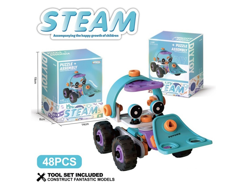 Soft Rubber Building Block Assembly Cart 54 Pieces