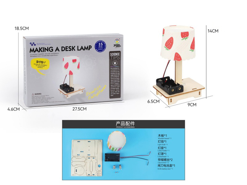 Wooden Science And Education Experiment - Homemade Desk Lamp (15Pcs)