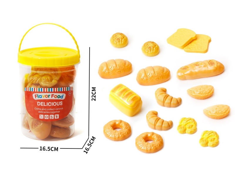 Storage Bucket Simulation Bread Food House Play (16 Pieces)