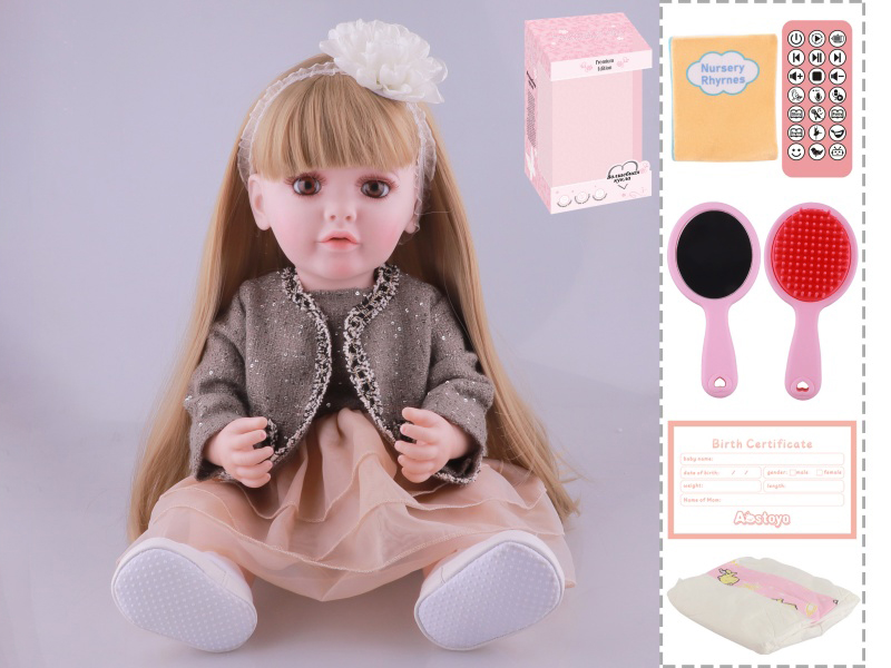 22-Inch Bionic Smart Rebirth Doll, Capable Of Bionic Shaking Of The Head, Raising Of The Hand, Mouth Movement To Speak, Intelligent Dialogue, Recording, Imitating The Tongue, Oral Skills, Dance Music