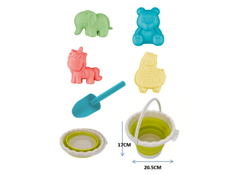 Fold Sand Bucket Beach Toys 6PCS