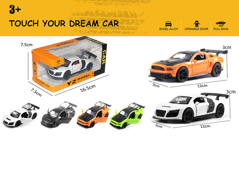 1:36 Audi R8/Ford Mustang Shelby Alloy Model Car