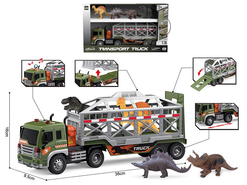 1:16 Friction Dinosaur Transport Vehicle Set(Sound & Lights)
