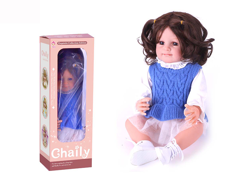 55CM Soft Glue Reborn Baby Doll(Wig Sheath)With Diaper, Birth Card