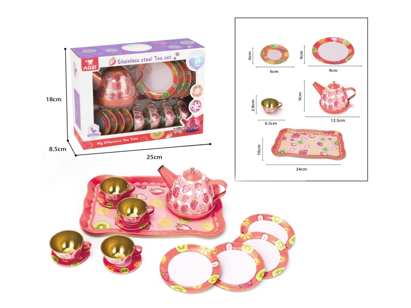 Strawberry Printed Tea Set 15PCS