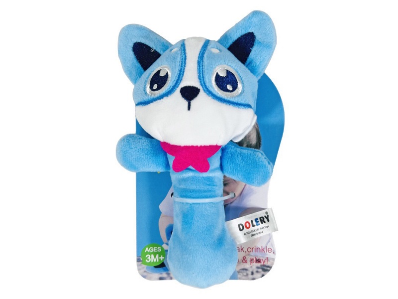 Voice Blue Cat Baby Soothing Plush Hand-Cranked Stick