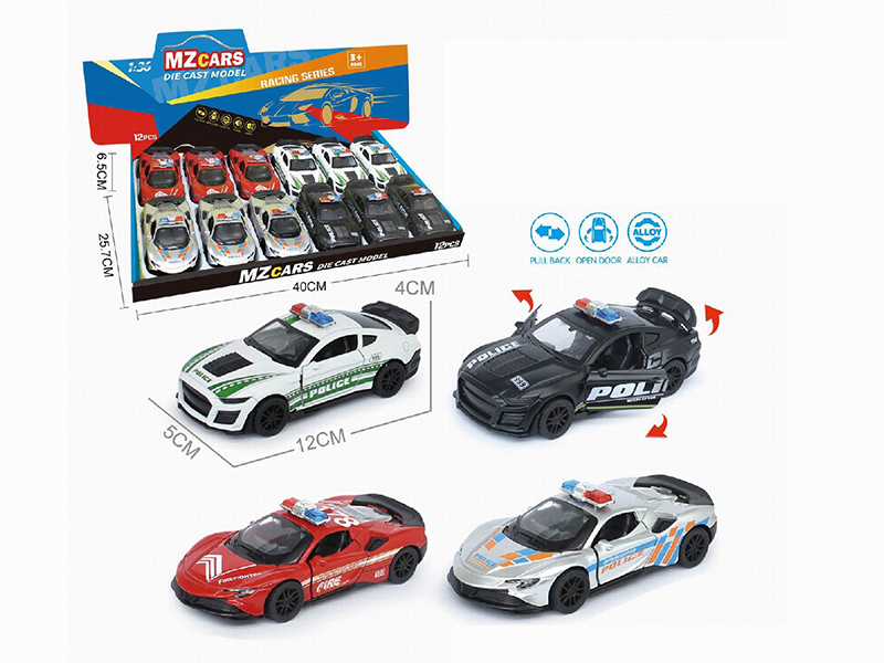 1:36 Pull Back Alloy Police Cars(3 Doors Can Open) 12pcs