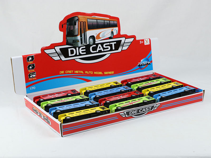 1:90 Pull Back Alloy London Single-Decker Bus With Sound And Lights, Can Open The Door(12PCS)