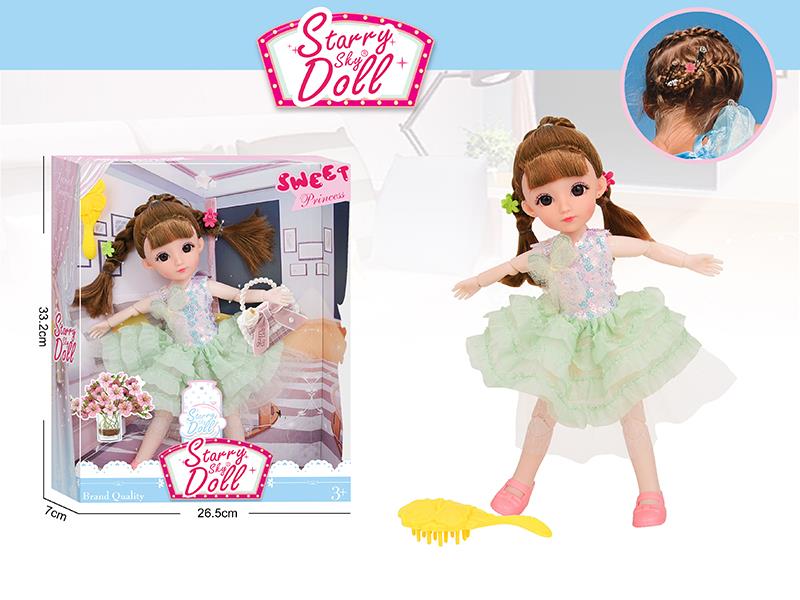 12 Inch 11-Joints Fashion Doll With 2 Hair Clips, Comb
