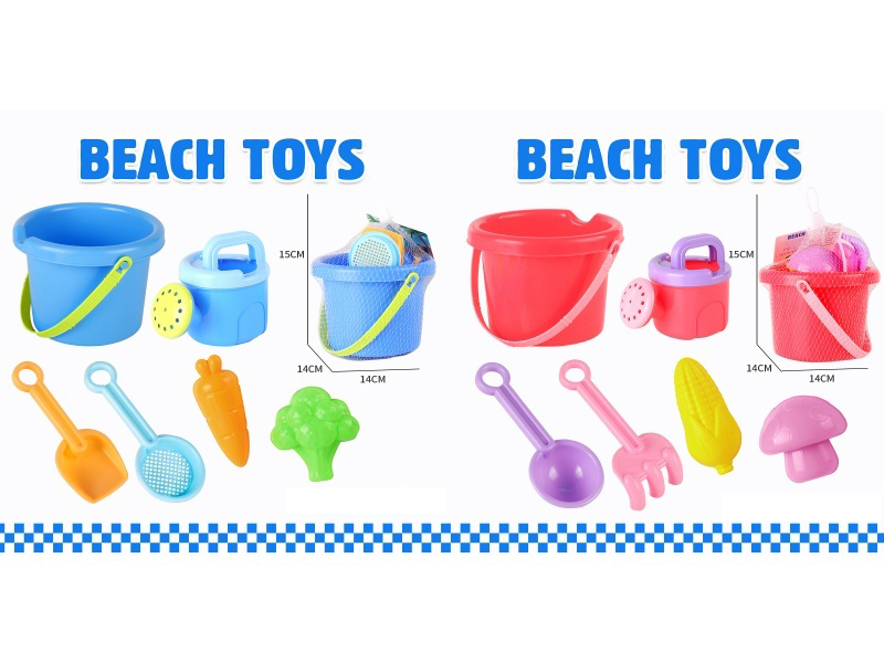 Beach Bucket Wine Sand Spade Tools Fruit And Vegetable Mold Set Of 6