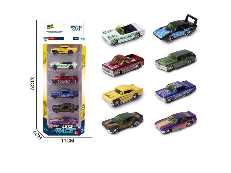 6 Pieces Of 8 1:64 Alloy Car Models