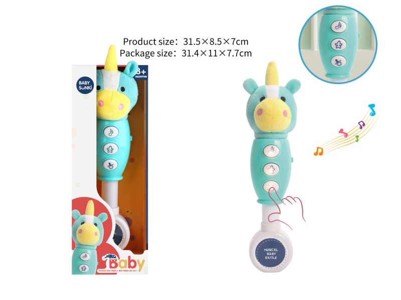 30CMPlush Unicorn Baby Rattle With Light And Music
