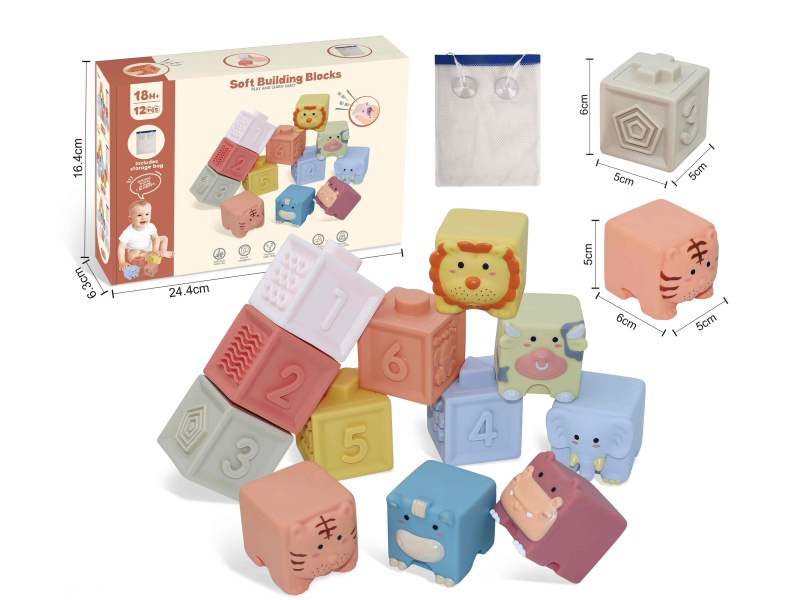 Animal & Numbers Soft Building Blocks(Includes Storage Bag) 13pcs