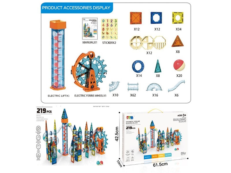 Electric Ferris Wheel Lift Platform Magnetic Pipe Building Blocks (109 Pieces)