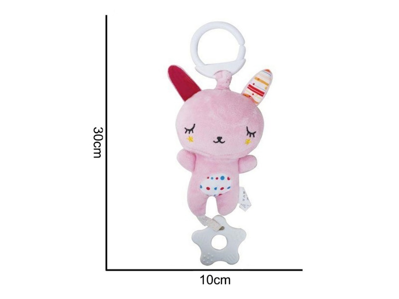 Plush Pink Rabbit Pendant Baby Soothing Plush Animal Toy (Music Box) 2 Pieces Ag13