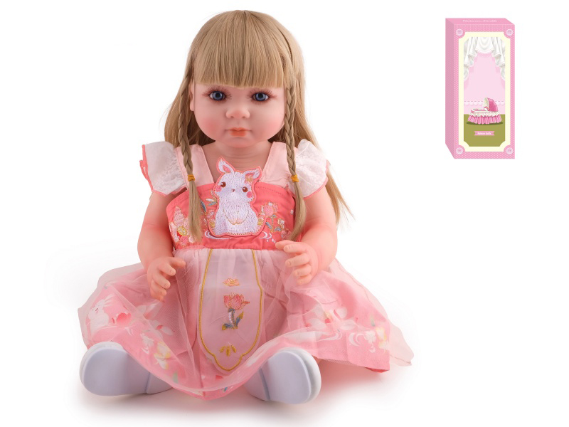 55cm Soft Plastic Reborn Doll(Wig Sheath) With Feeding-Bottle, Magnetic Pacifier, Diaper, Birth Card