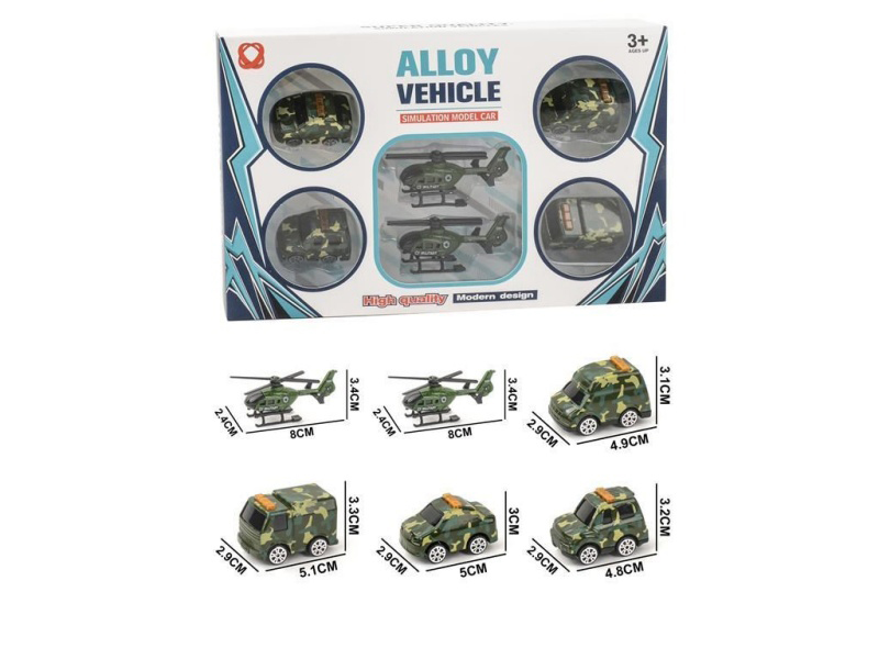 6 Pieces Of Sliding Military Alloy Vehicles
