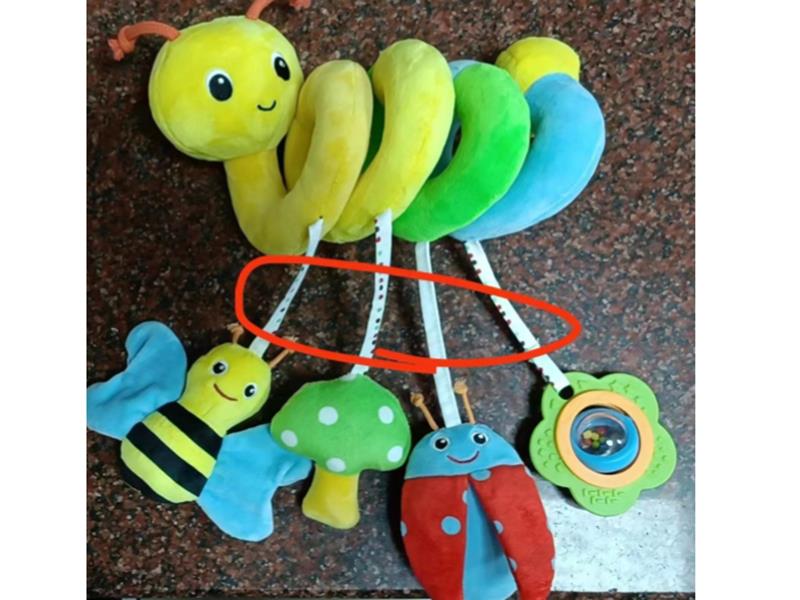 Baby Crib Stroller Activity Spiral Plush Hanging Toy(Bee)