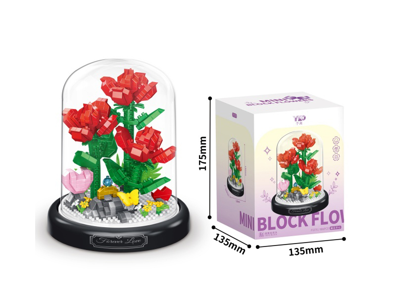 Roses Building Blocks(With Transparent Cover + Black Base)684pcs