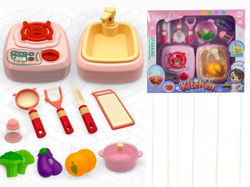 High-end simulated stove top (lighting, music) + press water circulation vegetable basin stove