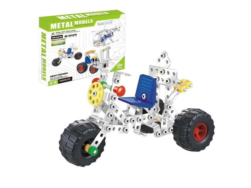 Metal Building Blocks - 156 Pieces Of Three-Wheeled Trolley