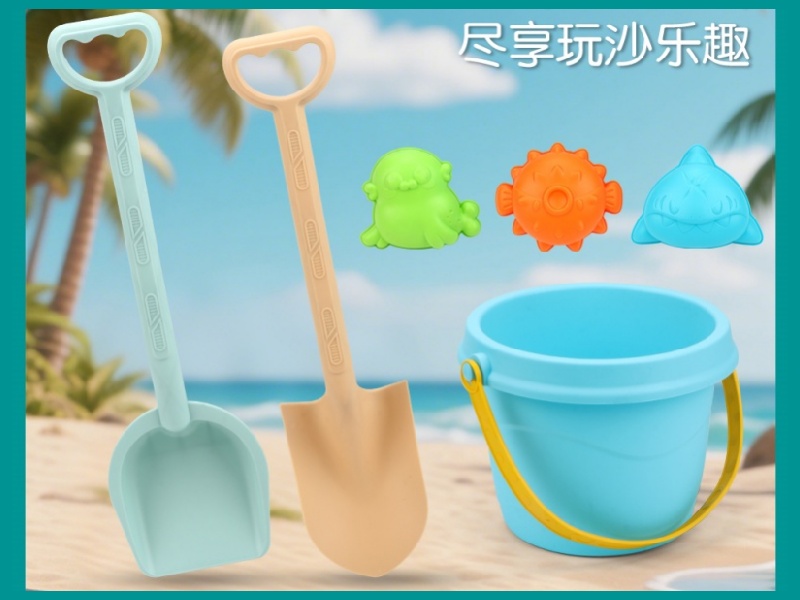 A 6-Piece Set Of Large Ocean Beach Buckets