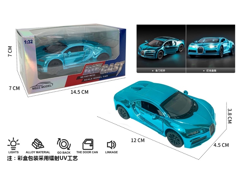 1:32 Bugatti Electroplated Alloy Retractor