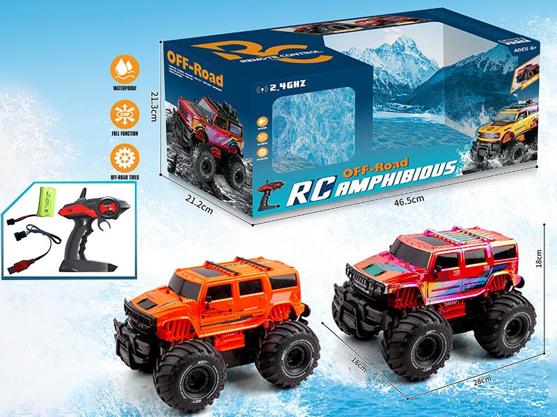 1:14 2.4G 4-Channel Remote Control 4WD 360° Rotating Hummer Amphibious Vehicle(Including Batteries)