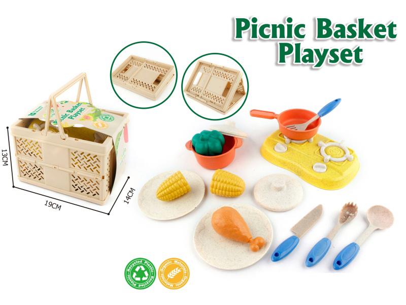 Foldable Storage Picnic Hand-Held Basket, Kitchen Toys, Play House