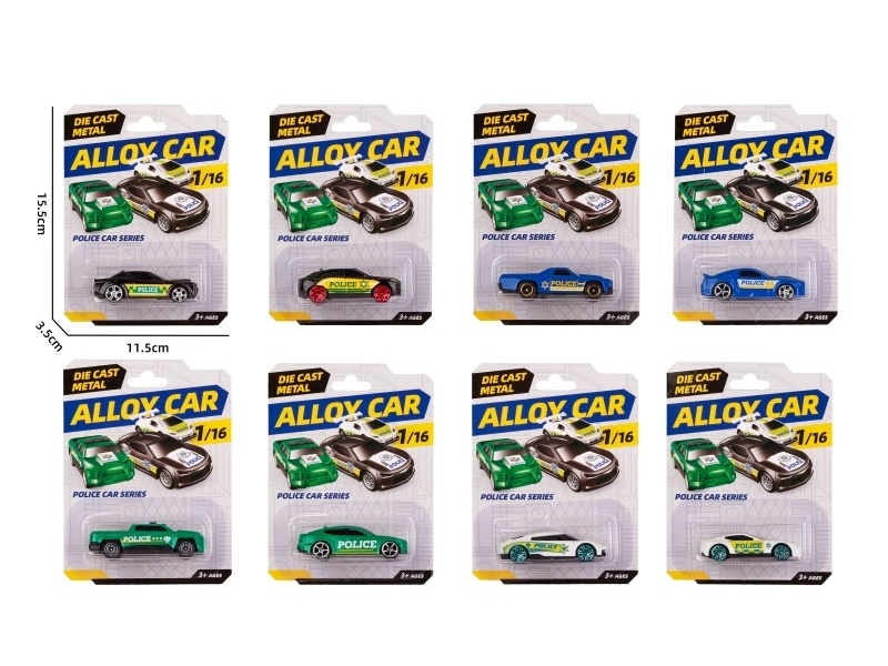 1:64 Sliding Alloy Police Car (8 Models Mixed)